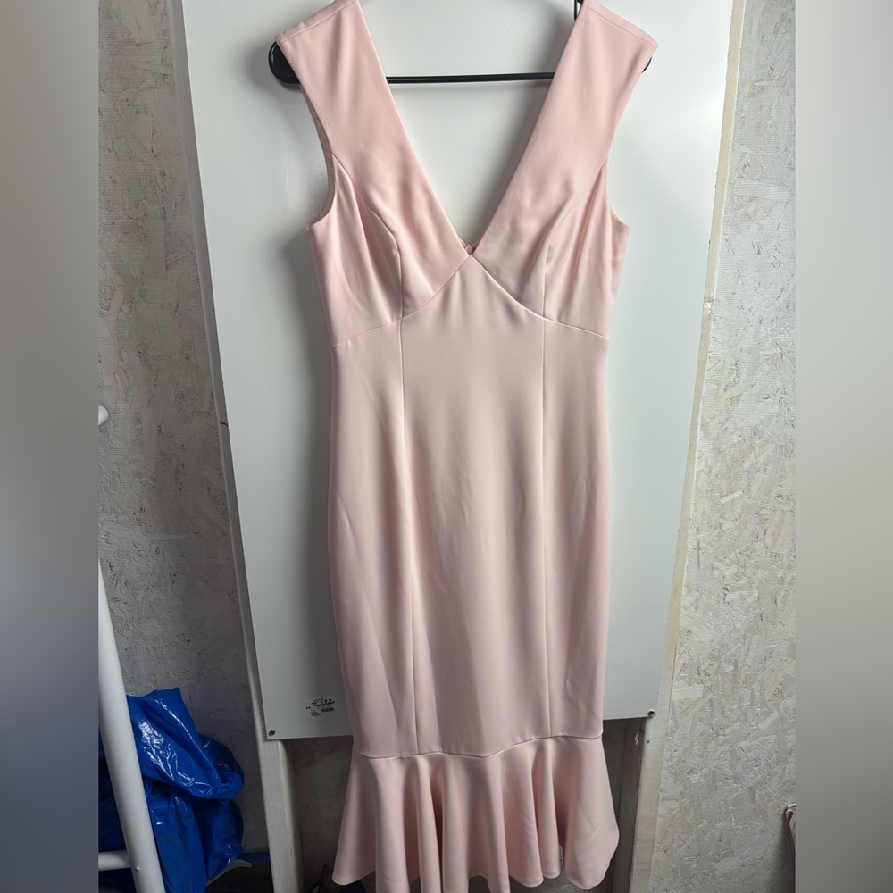 JAYGODFREY Blush Pink peplum hem Midi Dress sz 6